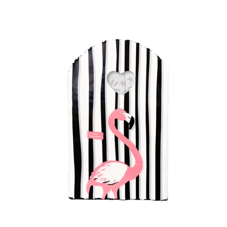 13-x-21-cm-Black-and-White-Striped-Flamingo-PE-Treat-Bags-with-Heart-Cutout-for-Party-Favors-and-Gifts