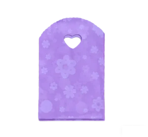 13 x 21 cm Lavender Floral Shopping Bag with Cherry Blossom Pattern and Heart-Shaped Handle