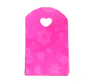 13 x 21 cm Pink Floral Reusable Shopping Bag with Flower Patterns and Heart-Shaped Handle