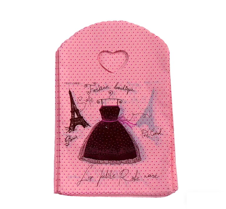 13-x-21-cm-Pink-Polka-Dot-Shopping-Bag-with-Eiffel-Tower-and-Vintage-Dress-Design