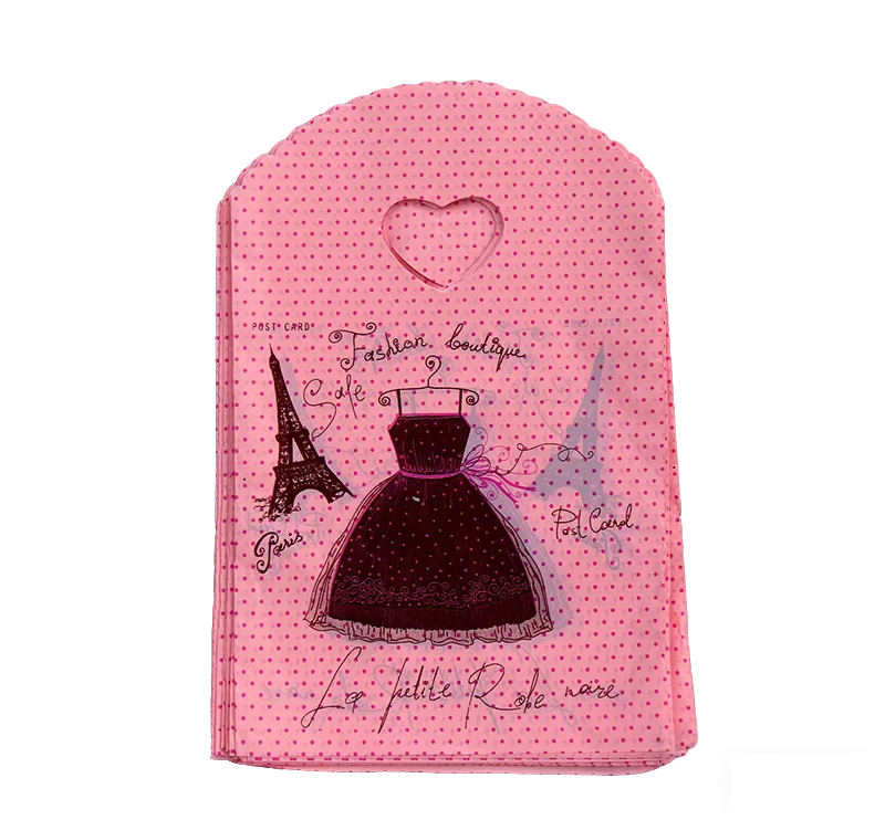 13 x 21 cm Pink Polka Dot Shopping Bag with Eiffel Tower and Vintage Dress Design