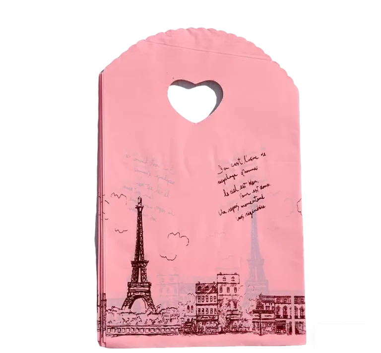 13-x-21-cm-Pink-Reusable-Shopping-Bag-with-Eiffel-Tower-Design-and-Heart-Shaped-Handle