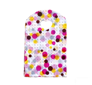 13 x 21 cm Polka Dot Reusable Shopping Bag with Colorful Dot Pattern and Heart-Shaped Handle