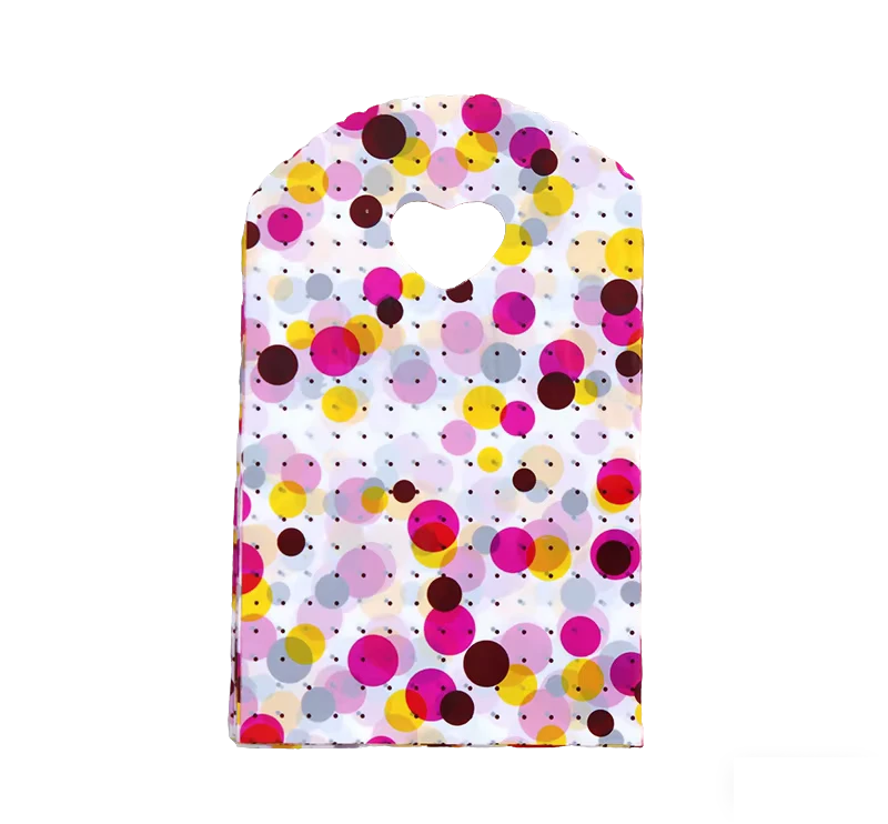 13 x 21 cm Polka Dot Reusable Shopping Bag with Colorful Dot Pattern and Heart-Shaped Handle