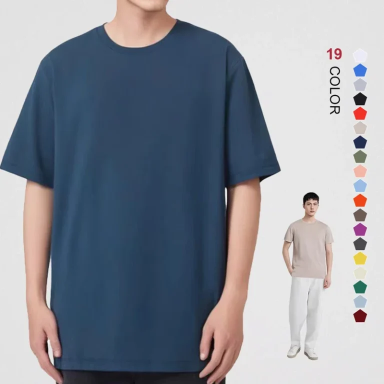 180-Grams-100-Cotton-Mens-Casual-Short-Sleeved-T-Shirt-O-Neck-Solid-Color-Custom-Blank-Design-Oversized-Tshirt