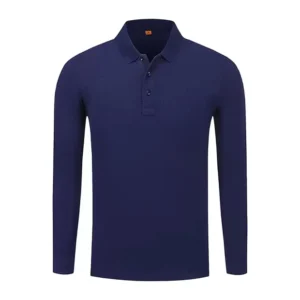 180G Unisex Long Sleeved Polo Tshirt 100% Cotton Comfortable Pique Fabric Mens Casual Plain Polo T Shirt