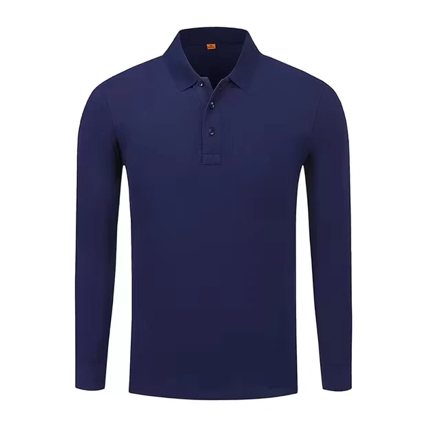 180G-Unisex-Long-Sleeved-Polo-Tshirt-100-Cotton-Comfortable-Pique-Fabric-Mens-Casual-Plain-Polo-T-Shirt