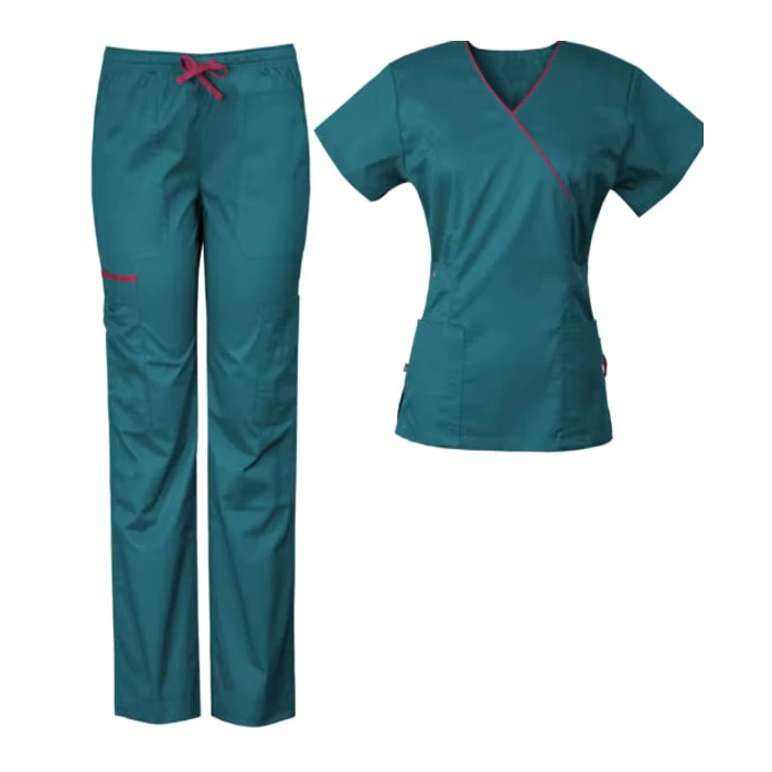 2-Piece Breathable Polyester Hospital Medical Uniform Set Stretch Nurse Scrubs for Women