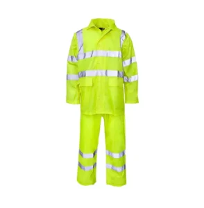 2 Piece Set High Visibility Hooded Rainsuit Hi Viz Vis Rain Suit