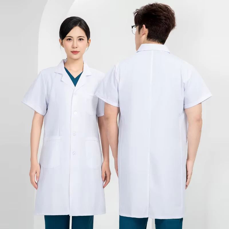 20% Cotton 80% Polyester White Medical Lab Coat