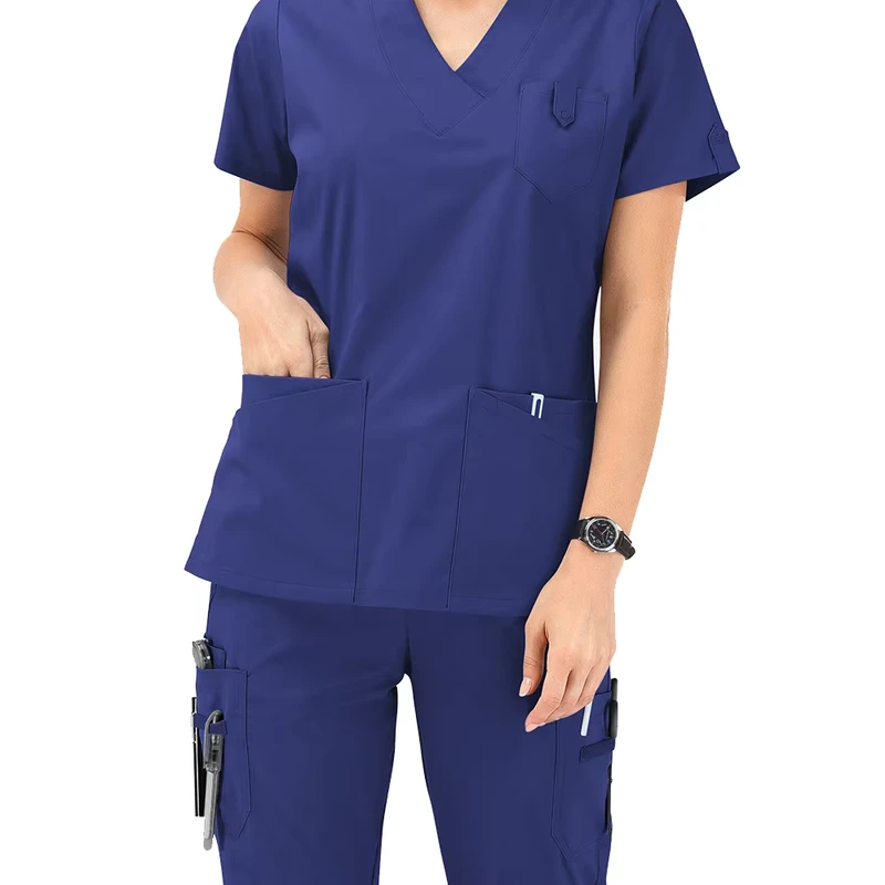 2026Custom Logo Breathable Nursing Scrubs Set Spandex Medical Uniforms for Women OEM Hospital and Dental Salon Work Uniforms