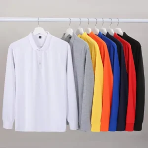 210gsm Quick-Dry Mesh Plus Size Polyester Unisex Long Sleeve Work Polo Shirt