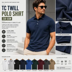 230 GSM Heavyweight Cotton Polyester Quick-Dry Jersey Workwear Shirt for Men