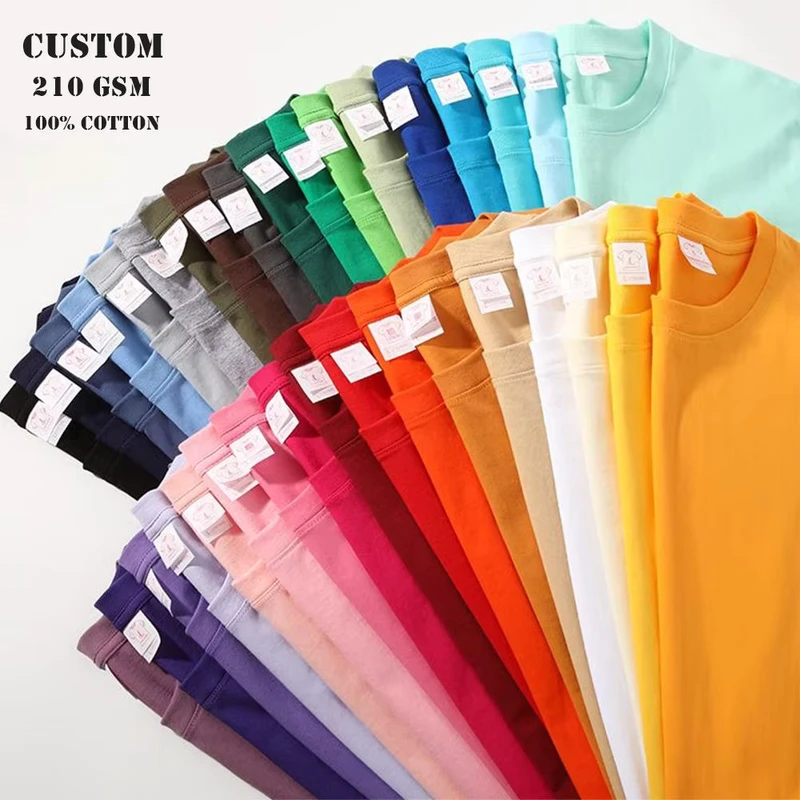 240 GSM Custom Logo Puff Printing Regular Fit US Size 200 Knitted Men's Basic 100% Cotton Crewneck Short Sleeve T Shir