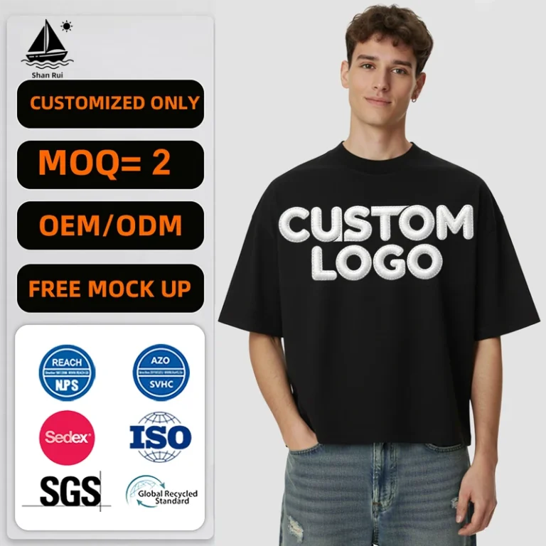 260GSM-Solid-Boxy-Clean-fit-Loose-Short-sleeve-Street-Style-T-shirt-Washed-Distressed-Cropped-for-a-Slim-or-Stocky-Male-Build