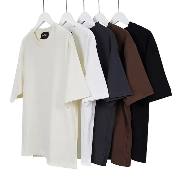 260g-Heavyweight-Collarless-Short-Sleeve-Cotton-T-Shirt-Loose-Fit-Solid-Color-Work-Uniform