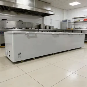 2688 Large Single Temperature Commercial Horizontal Four Door Chest Freezer with Deep Freezer Capacity