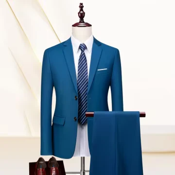 3/2 Piece Men's Wedding Suit Slim Solid Color Business Office Suit Sets Large Size Blazer Pants