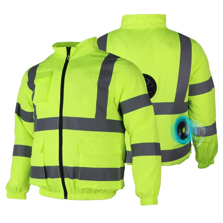 3-Fans-Hi-Vis-Air-Conditioned-Fan-Cooling-Jacket-Electric-Smart-5V-Rechargeable-Battery-Work-Jacket