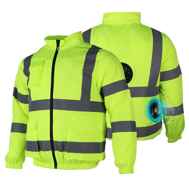 3 Fans Hi Vis Air Conditioned Fan Cooling Jacket Electric Smart 5V Rechargeable Battery Work Jacket
