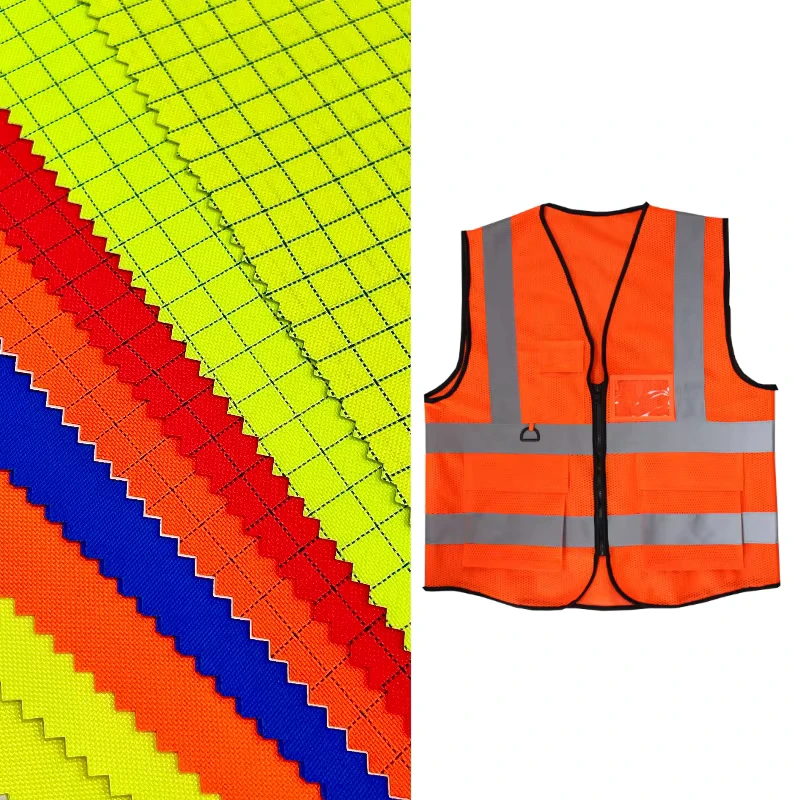 300D Fluorescent Oxford Waterproof Reflective Clothing Fabric Hi-Vis Sanitation Suit