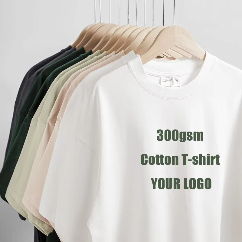 300Gsm Heavyweight Blank T Shirt Custom Logo DTG 100% Cotton Drop Shoulder Streetwear Graphic T Shirts
