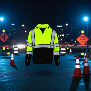 330gsm Reflective Custom Plain LOGO Men Women Hi Vis Fleece Big Size Cotton Safety Jacket ANSI CLASS 2 LED Flash