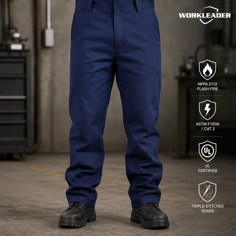 350gsm Flame Retardant Pants NFPA 2112 ASTM F1506 CAT 2 Arc Flash Protection Anti static FR Work Trousers