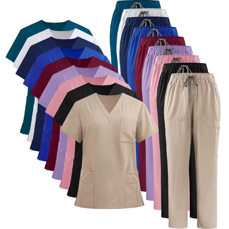 4-Way Stretch Anti-Wrinkle Medical Scrub Set Straight-Cut Hospital Workwear