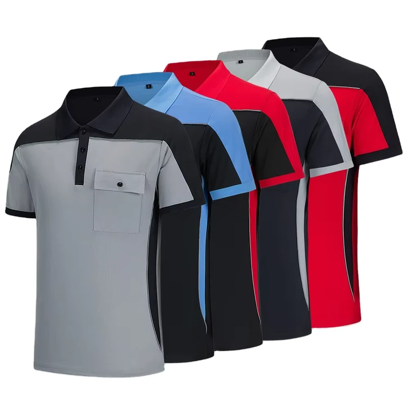 4-Way Stretch Color-Blocked Workwear Polo Shirt, Polyester-Spandex Blend