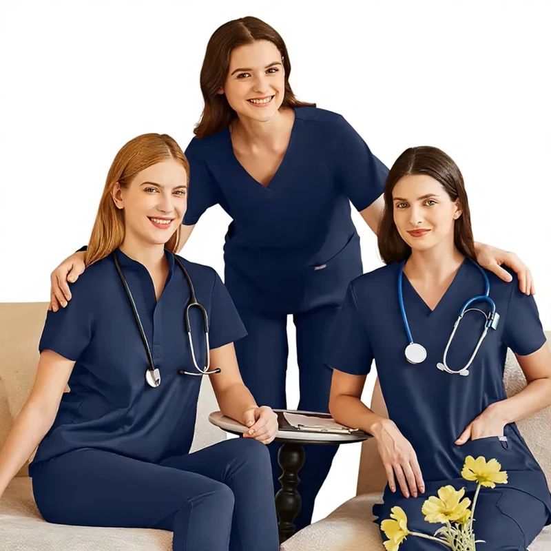 4-Way Stretch Soft Breathable Medical Scrub Set for Hospital and Nursing