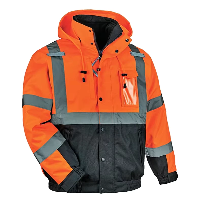 4 in 1 Bomber Visibility ANSI Class 3 Hi Vis Waterproof Polyester Winter Safety Workwear Jacket with Customized Logo