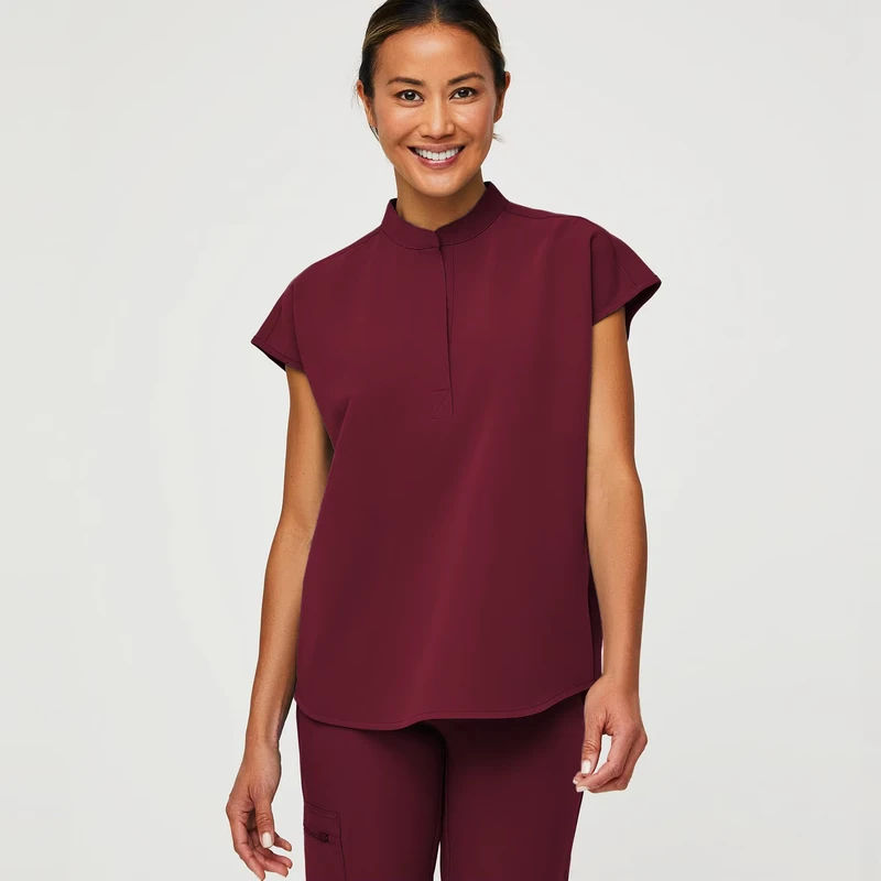 42015 Custom Comfortable Woven Scrubs Zipper Collar Uniforms Plus Sizes Scrub Pants Medical Nursing