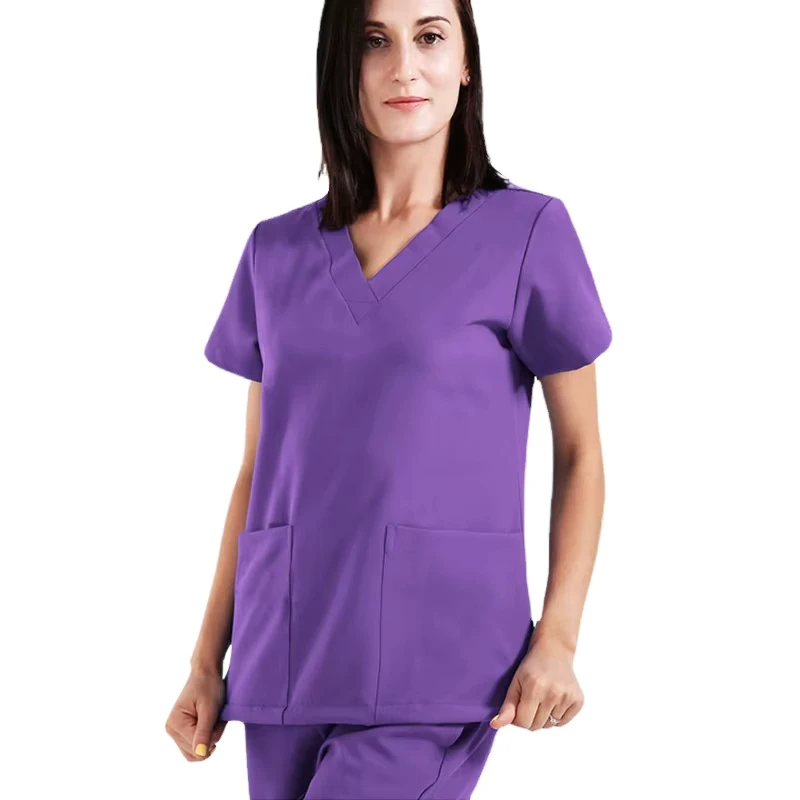 42021 Ready Made Custom Custom Logo Medical Surgical Pet Hospital Unisex Men Women Doctor Nurse Stand Collar Scrub