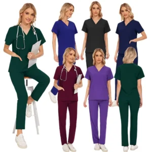 42021 Ready Made Custom Logo Medical Scrub Uniform for Unisex Hospital Use Moisture Absorption Sweat Release Stretch Fabric
