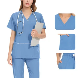 42021LW Ready Made Stretchy Women’s Business Suits Yellow High Neck Scrubs Sports Clothing