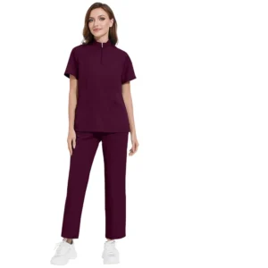42108 Custom Unisex Nurse Scrubs with Zipper Collar and Twill Fabric
