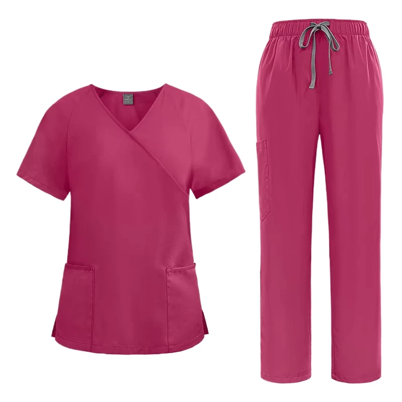 42186 Splicing Collar Back Tie Scrub Uniforms for Men and Women