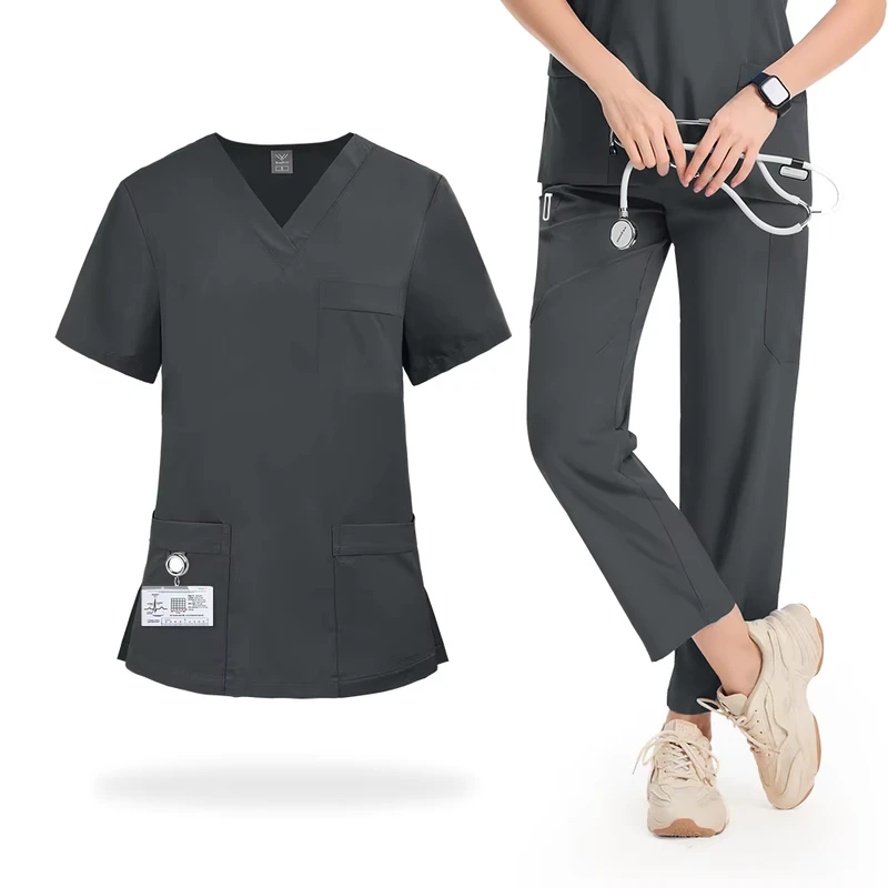 42217 Custom 6 Spandex Unisex Modest Islamic Medical Scrubs Suits Set Quick Dry V neck for Party