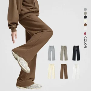 430GSM Heavyweight 100% Cotton Fleece Plain Loose Fit Drawstring Unisex Sweatpants Embroidered Logo Pants