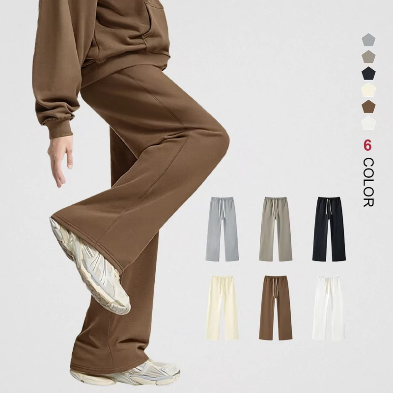 430GSM Heavyweight 100% Cotton Fleece Plain Loose Fit Drawstring Unisex Sweatpants Embroidered Logo Pants