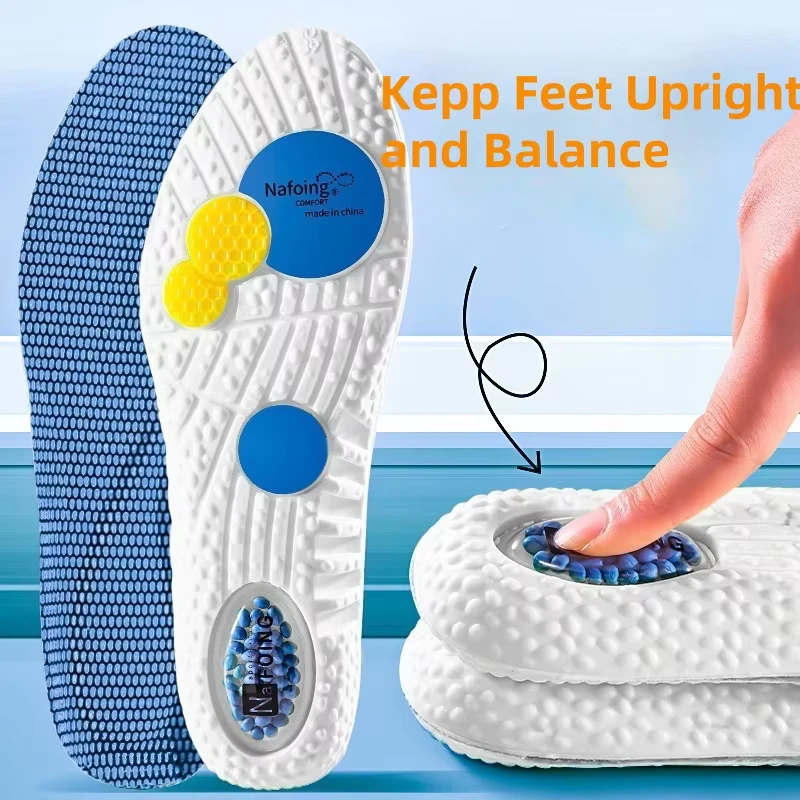 4D U-Shape Sports Memory Foam Insoles with PU Material Blue