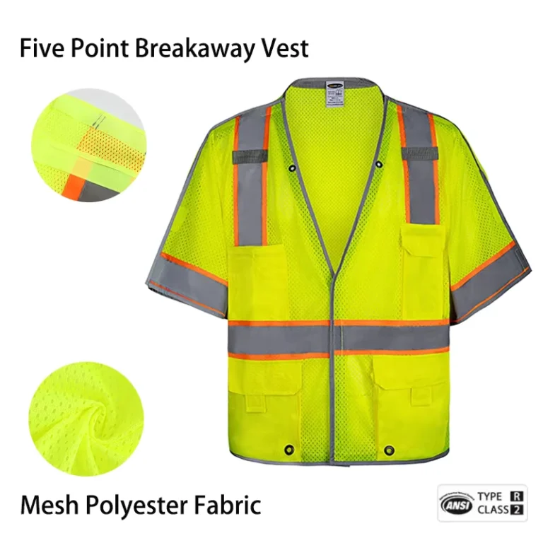 5-Point-Breakaway-Lime-Safety-Vest-ANSI-Surveyor-Two-Tone