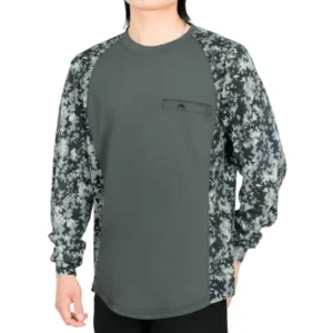 5.5oz Lightweight Cotton FR Crewneck Camo Two Tone Melt Pocket Arc Flash Safety Fire Protection Long Sleeve Welding T Shirt