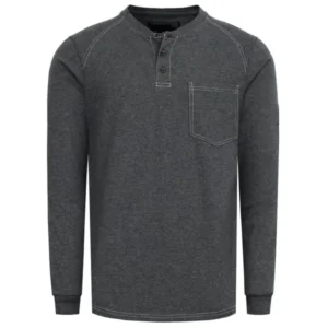 5.5oz Lightweight Cotton Long Sleeve Henley Shirt Flame Resistant Arc Flash Safety Protective Fireproof Clothing