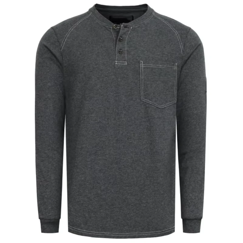 5.5oz Lightweight Cotton Long Sleeve Henley Shirt Flame Resistant Arc Flash Safety Protective Fireproof Clothing