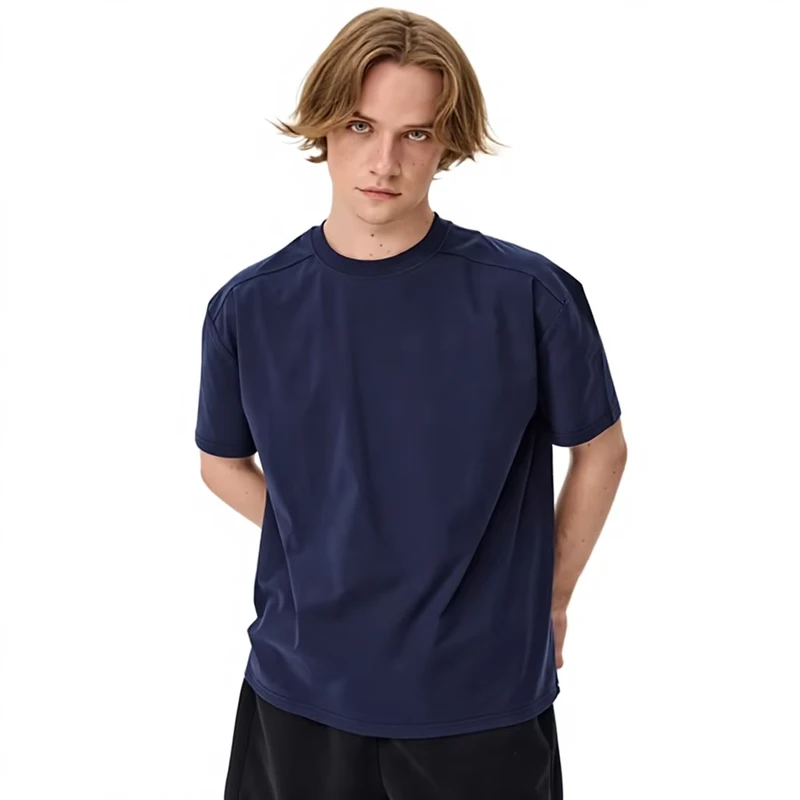 50 Supima Sorona Cool Horse Long Staple Cotton Shoulder Commuter Te Solid Color Boxy Short Sleeve T shirt Men Women Blank