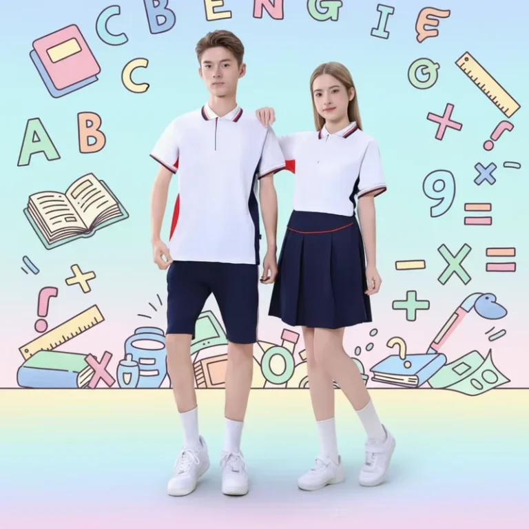 521001M-Custom-Middle-School-Uniforms-British-Style-White-Polo-Shirt-and-Navy-Skirt-Shorts-Set-for-Students-Teens