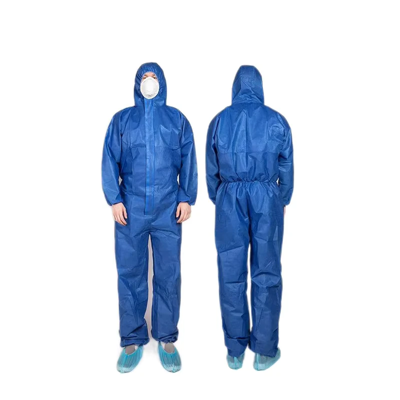 55gsm EN1073 Type 5 6 Asbestos Overoles Desechables SMS Medical Protective Navy Disposable Coveralls