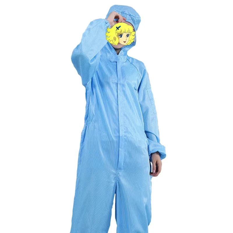 5MM Stripe Grid Antistatic Garment White Blue Pink ESD Working Clothes Overalls Cleanroom Lab Clothing